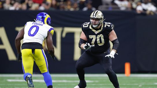 Trevor Penning, and whose arrows are pointing up?. Photo by (AP Photo/Tyler Kaufman)